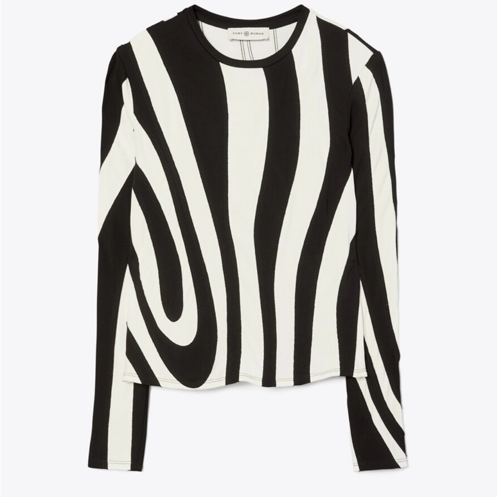 Tory Burch Long-Sleeve Jersey Top ~ XXS